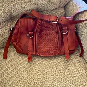 Hobo Bag Genuine Leather in brick red